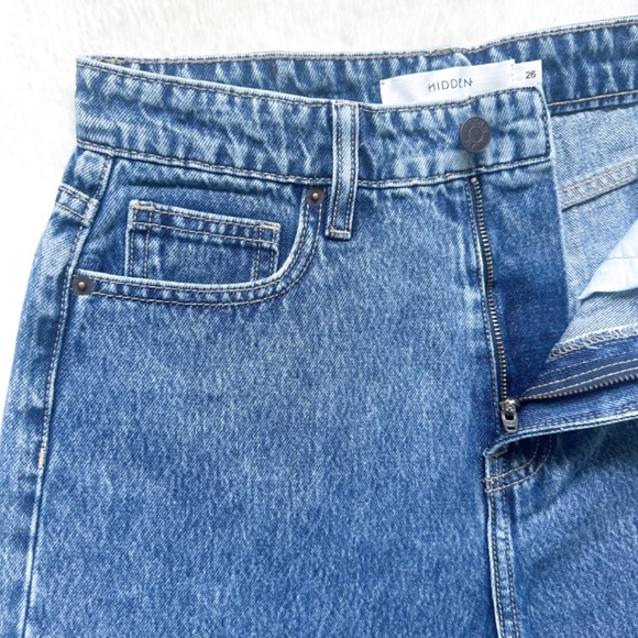 HIDDEN Zoey Tapered Mom High Rise Ankle Crop Acid Wash 100% Cotton Jeans - Picture 12 of 12